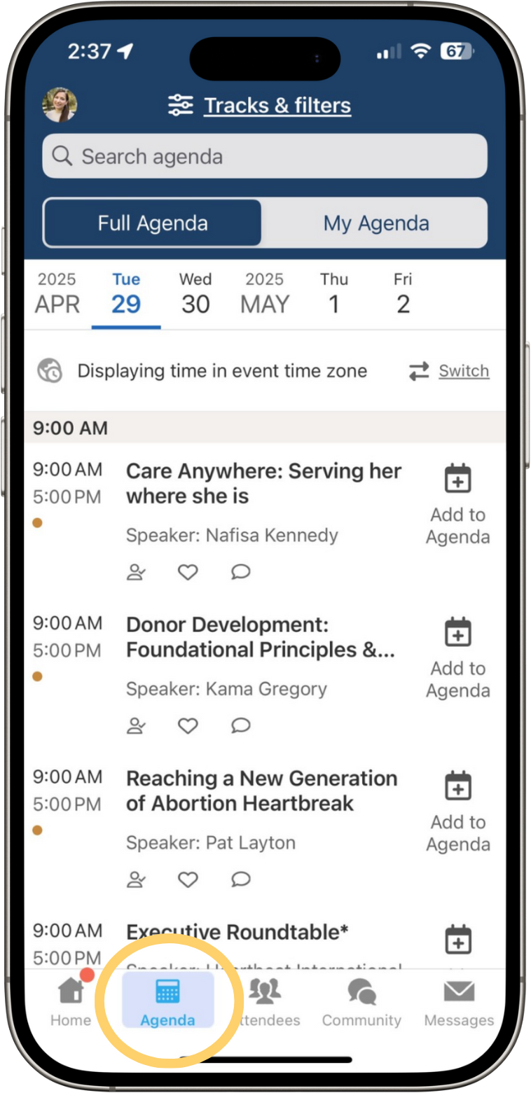 Whova Agenda